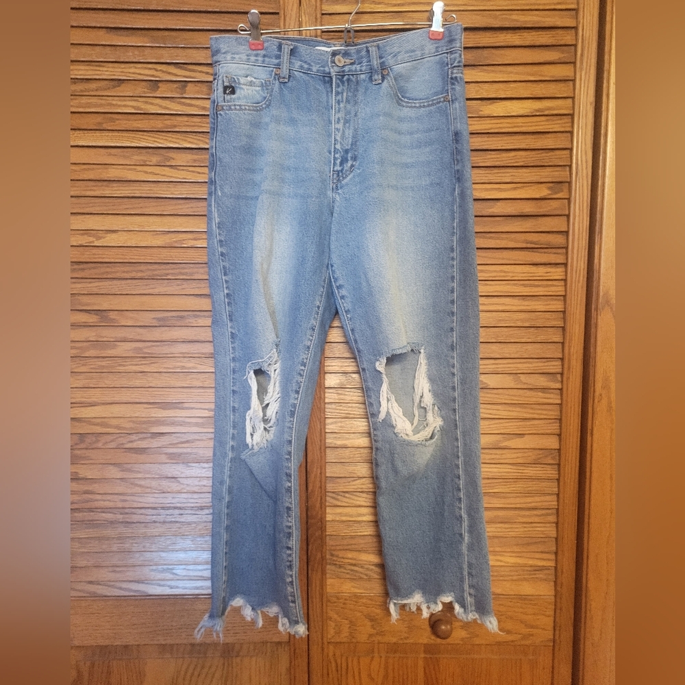 KanCan Classic Distressed Denim Jeans Size 5/26 Raw Hem